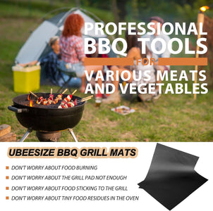 Ubeesize Grill Mats for Outdoor Grill Set of 6 - Heavy Duty Non-Stick BBQ Grilling Mat & Oven Liner, Reusable, Easy to Clean - Works on Oven, Gas, Charcoal, and Electric BBQ - 15.75 X 13 Inch