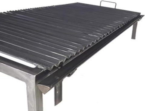 Image of Premium Argentine Grill - V Angle Iron Grill with Handles and Drain Pan, Iron Grill, Heavy Duty, BBQ Grill + Brazier + Fire Tools. Sor Pampa Grill (36 X 24 Inches)