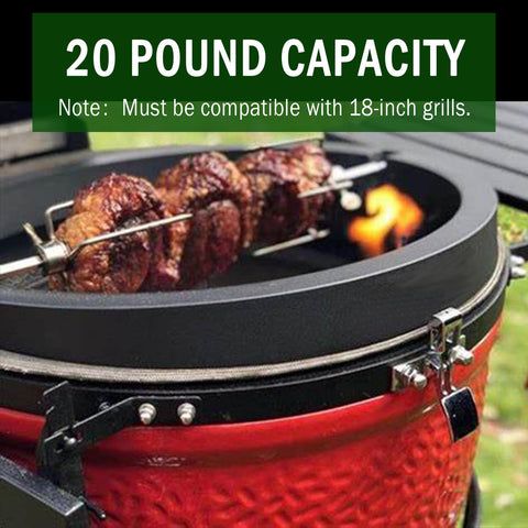Image of Qagea Rotisserie Grill Compatible with Kamado Joe Classic Joe Series, Large Big Green Egg, and Other round 18-Inch Charcoal Grills