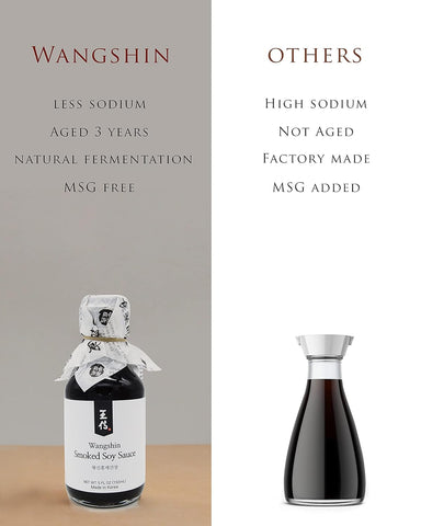 Image of Wangshin Premium Smoked Soy Sauce (5 Fl Oz/Aged 3 Years) - Anchovies and Soy Beans Fermented in Korean Traditional Clay Pots.