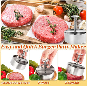 BYTEDREAM Burger Press,Burger Patty Maker Food Grade Stainless Steel Burger Mold, Free 100 Patty Crusts for Commercial and Home Use Beef Patties Sushi Potato Patties Party Grill