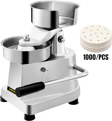 Image of VBENLEM Commercial Hamburger Patty Maker 150Mm/6Inch Stainless Steel Burger Press Heavy Duty Hamburger Press Meat Patty Maker Hamburger Forming Processor with 1000 Pcs Patty Papers