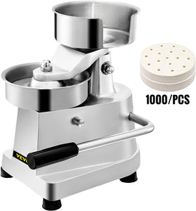 VBENLEM Commercial Hamburger Patty Maker 150Mm/6Inch Stainless Steel Burger Press Heavy Duty Hamburger Press Meat Patty Maker Hamburger Forming Processor with 1000 Pcs Patty Papers