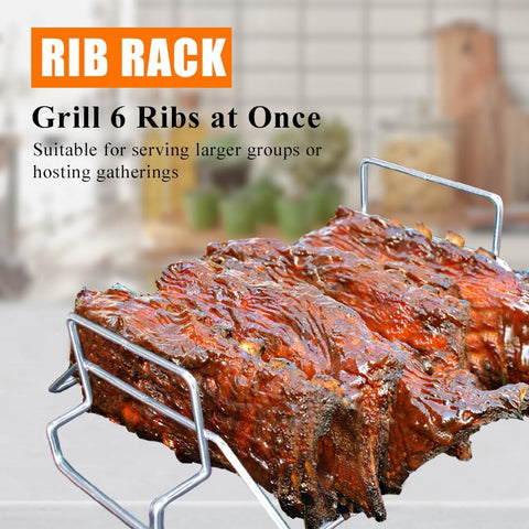 Image of Dallden Turkey Rack Roasting Rib Rack for Grilling and Smoking-Big Green Egg Accessories,304 Stainless Steel Dual Purpose Roast Rack for Large and Xlarge Big Green Egg and Kamado Joe Etc