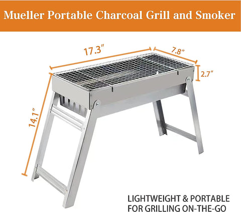 Image of LYBOSH Portable Charcoal Grill, 17.5" - with Handbag， Multifunctional Folding Grill for Travel, Outdoor Cooking and Grilling, Camping Grill