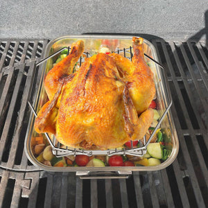 TAILGRILLER Adjustable Turkey Roasting Rack, V Shaped Chicken Roasting Rack for Ovens, Smokers, Grills, Baking Broiling Roasting Racks, Chrome Plated Meat Rack Fit Most Roasting Pans,1 Pack