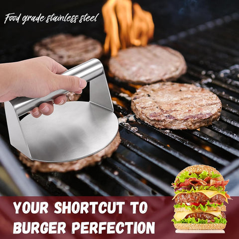 Image of PMYEK Smash Burger Press, 5.5Inch round Non-Stick Stainless Steel Burger Press Professional Burger Smasher for Griddle, Professional Griddle