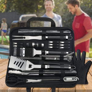 31PC BBQ Grill Accessories Set, Heavy Duty BBQ Tools Set for Men & Women Gift, Grill Utensils Kit with Scissors, Grilling Accessories with Storage Bag for Smoker, Camping Barbecue