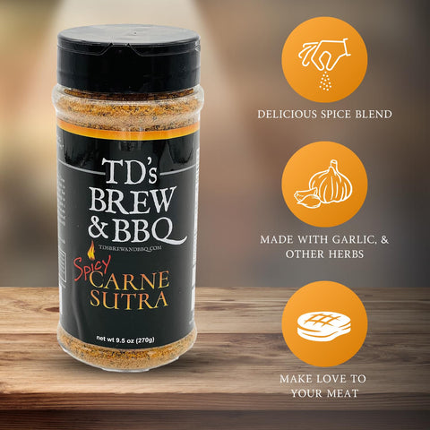 Image of Td'S Brew & BBQ SPICY CARNE SUTRA Rub & Seasoning - BBQ Rub - Spicy - Steak Seasoning - Hot - Spicy