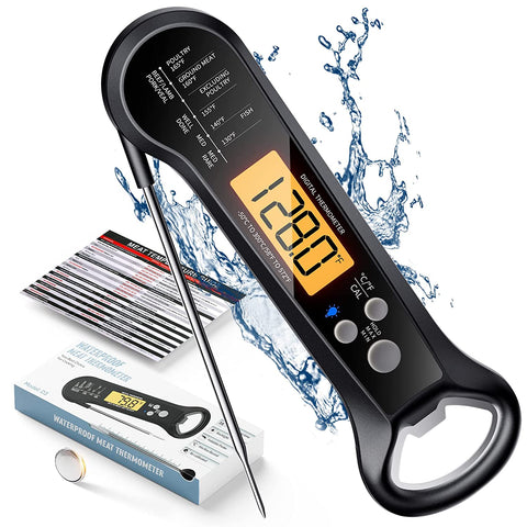 Image of Meat Thermometer Digital, Waterproof Instant Read Meat Thermometers for Grilling and Cooking. Food Thermometer, Kitchen Gadgets, Accessories with Bottle Cap Opener for Kitchen, BBQ, Grill…