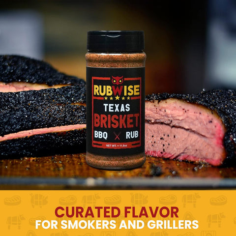 Image of Texas Style Brisket Rub by Rubwise | Brisket BBQ Rub & Spices for Smoking and Grilling | Beef Seasoning Dry Rub | Smokey Savory Barbecue & Grill Blend | Great on Brisket, Steaks, Ribs & Burgers (1Lb)