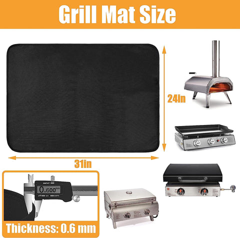 Image of Amerbro 24X31In Heat Resistant Grill Mats for Outdoor Grill to Protect Your Prep Table and Outdoor Grill Table - Fire Proof & Water Proof & Oil Proof BBQ Mat - Black (0.6Mm)