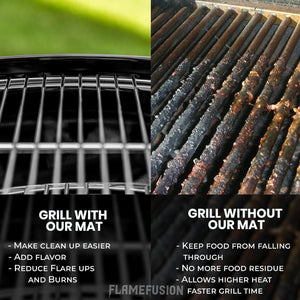 Flamefusion Grill Mat - Heavy Duty 600 Degree BBQ Grill Mat for Outdoor Grilling (Set of 5) | Extended Warranty