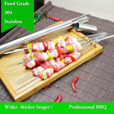 Image of Killer'S Instinct Outdoors Flat Metal Grilling Skewers Wider Thicker Stainless Steel Reusable BBQ Sticks Barbecue Skewers 14’’0.16’’0.05’’ Set of 24 Barbecue Sticks Metal Kebab Skewers for Grilling