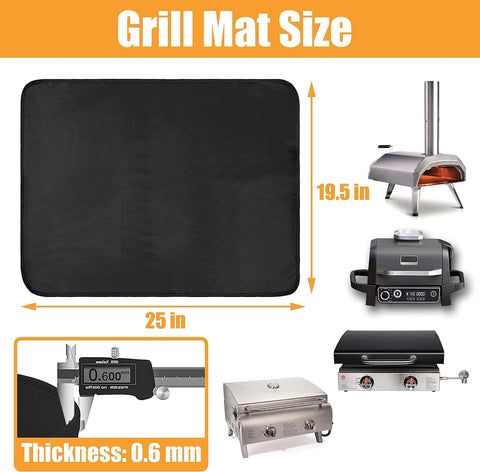Image of Amerbro 25 X 19.5In Heat Resistant Grill Mats for Outdoor Grill to Protect Your Prep Table and Outdoor Grill Table - Fire Proof & Water Proof & Oil Proof BBQ Mat - Black (0.6Mm)