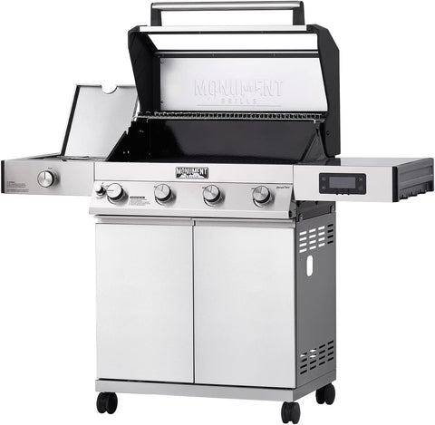 Image of Monument Grills Denali D405 4-Burner Liquid Propane Gas Smart Bbq Grill Stainless Steel with Rotisserie Kit(2 Items)