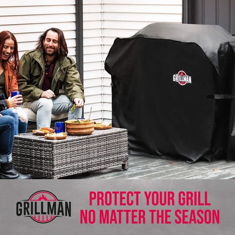 Image of Grillman Premium Grill Cover for Outdoor Grill, BBQ Cover, Rip-Proof, Waterproof, Large Top Heavy Duty Grill Cover for outside Grill, Barbecue Cover & Gas Grill Covers (58" L X 24" W X 48" H, Black)