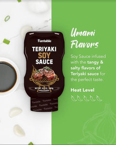 Funtable TERIYAKI SOY SAUCE (Teriyaki, 14.1Oz, Pack of 1) - Korean Authentic Sweet Soy Sauce, Low-Calorie. Ideal for Dipping, Marinating, & Seasoning Korean Bulgogi, Meats, & Grilled Dishes.