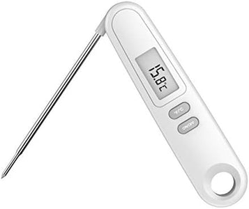 Instant Read Meat Thermometer for Kitchen Cooking, Waterproof Food Thermometer with Stainless Steel Probe and Backlight for BBQ, Grilling and Bakery White
