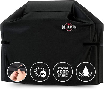 Grillman Premium Grill Cover for Outdoor Grill, BBQ Cover, Rip-Proof, Waterproof, Large Top Heavy Duty Grill Cover for outside Grill, Barbecue Cover & Gas Grill Covers (58" L X 24" W X 48" H, Black)