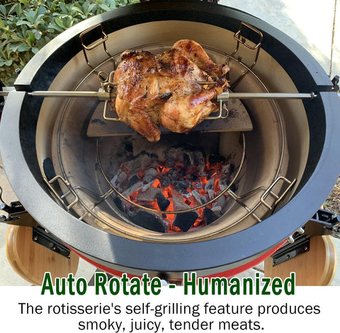Image of Qagea Rotisserie Grill Compatible with Kamado Joe Classic Joe Series, Large Big Green Egg, and Other round 18-Inch Charcoal Grills
