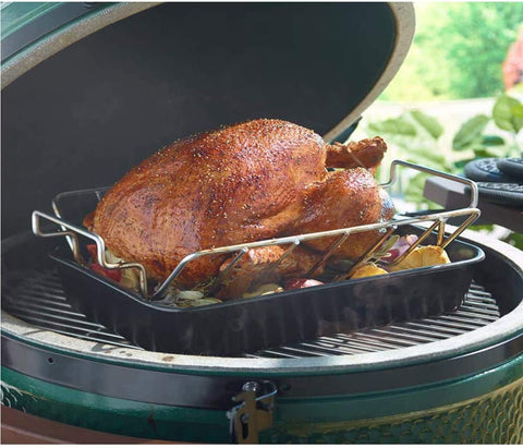 Image of Mydracas BBQ Rib Rack for Smoking and Grilling Roast Rack 100% Stainless Steel Roast and Dual-Purpose Turkey Rack for Large Big Green Egg and Kamado Joe Etc.