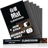 Flamefusion Grill Mat - Heavy Duty 600 Degree BBQ Grill Mat for Outdoor Grilling (Set of 5) | Extended Warranty
