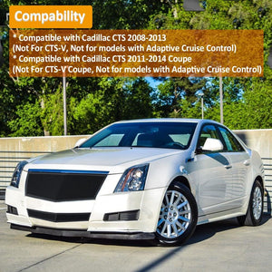 Stainless Steel Mesh Grille Grill Insert Combo Compatible with 2008 2009 2010 2011 2012 2013 Cadillac CTS Include Upper+Lower (Black Powder Coated)