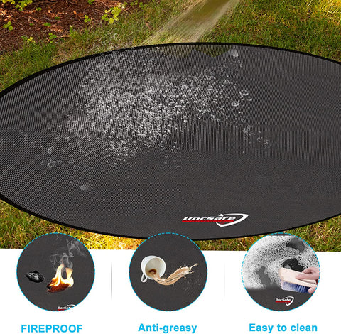 Image of 38" round under Grill Mat, 4 Layers Fire Pit Mat Protect Mat,Fireproof Mat Fire Pit Pad for Deck Patio Grass Outdoor Wood Burning Fire Pit and BBQ Smoker,Portable Reusable and Waterproof,Black