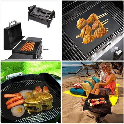 Image of YRYM HT Grill Mats for Outdoor Grill -Set of 5 Nonstick BBQ Grill Mat 15.75 X 13, Reusable & Heavy Duty under Grill Mat, Easy to Clean, Works for Gas, Charcoal, Electric Grill
