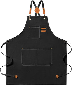 1-2 Pcs Kitchen Aprons for Women Men with Pockets, Adjustable Strap Chef Apron for Cooking Restaurant Work