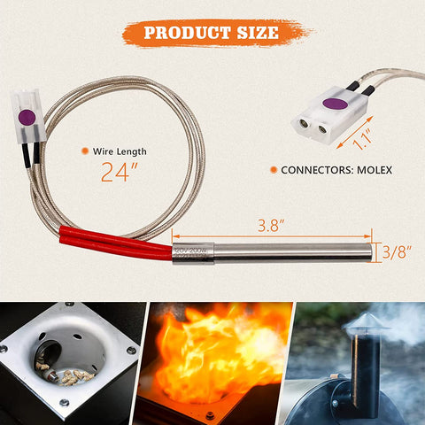 Image of Igniter Hot Rod Replacement Kit Fit for Traeger Pellet Grills, Smoker Igniter Replacement Parts Also Compatible with Pit Boss 850 Grills