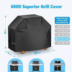 Homwanna Grill Cover 65 Inch - Superior BBQ Cover for Weber Genesis 400 and Summit 400 Series Gas Grill - 600D Outdoor Barbecue Cover for Weber 4 Burner Genesis Ii E325S, E410 and Summit E470, S420