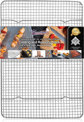 Image of KITCHENATICS Half Sheet Cooling Rack for Cooking and Baking, Stainless Steel Baking Rack & Wire Rack, Bacon Grill Rack for Oven, Heavy-Duty Wire Cookie Cooling Rack Fits Half Sheet Pan - 11.8 X 16.9