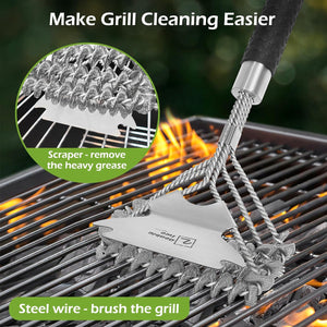 Double Two - Grill Brush with Scraper, Grill Brush for Outdoor Grill, No Bristle Grill Brush, Safe BBQ Grill Brush, Grill Cleaning Brush, BBQ Brush for Grill Cleaning, Barbecue Accessory