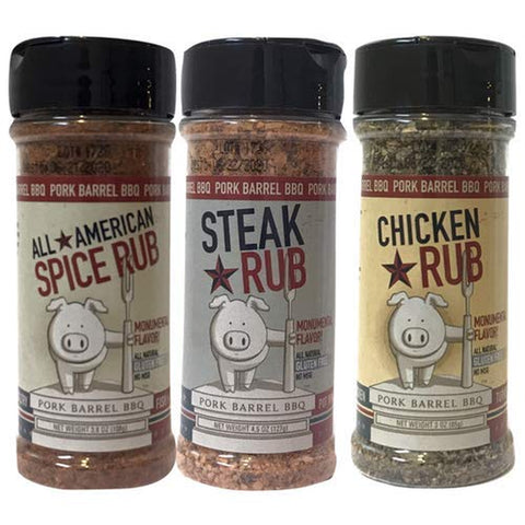 Image of BBQ Dad Gifts for Men - Pork Barrel BBQ Spices and Seasonings Sets - BBQ Gift Set - Grill Holiday Spice Basket: Pork Rub, Steak Seasoning and BBQ Rub, and Chicken Seasoning and BBQ Rub (Spices and Seasonings Sets)